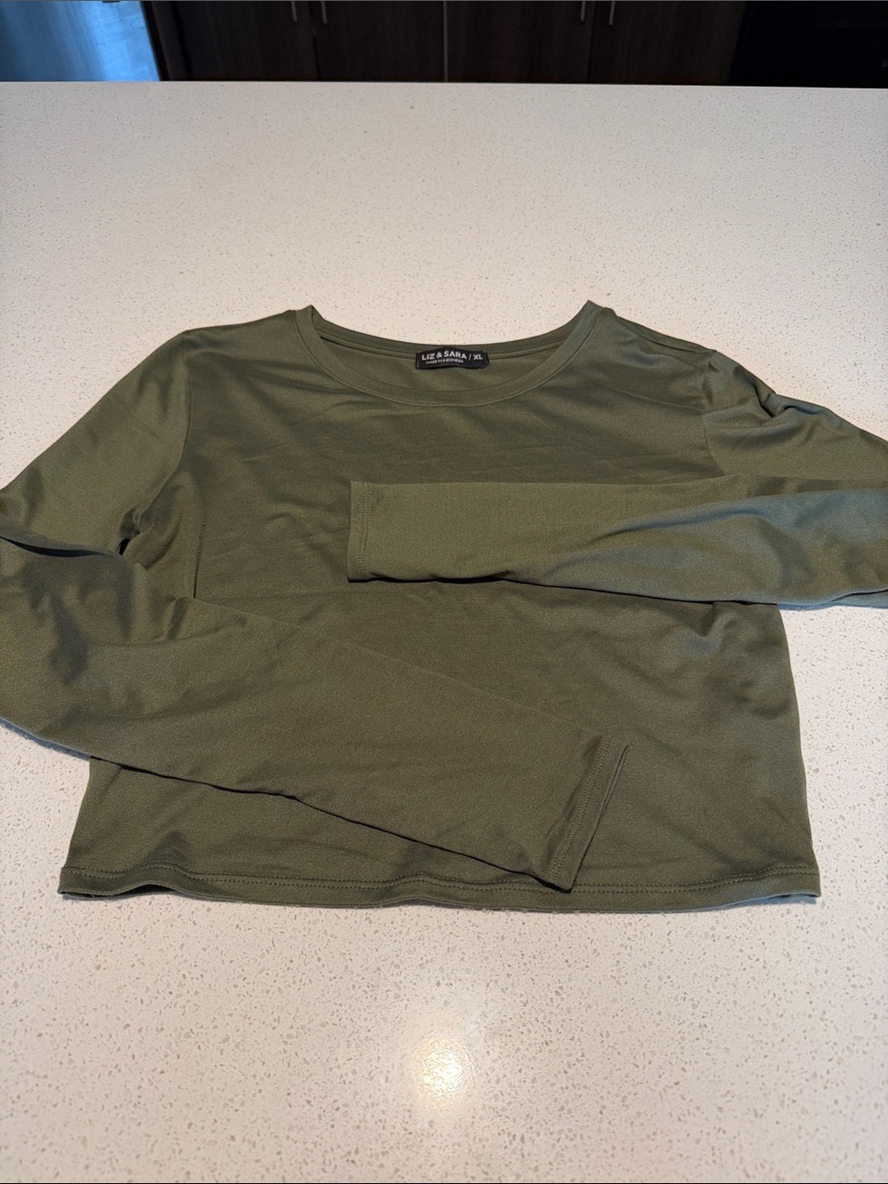 Liz & Sara Olive Green Long Sleeve Crop Top